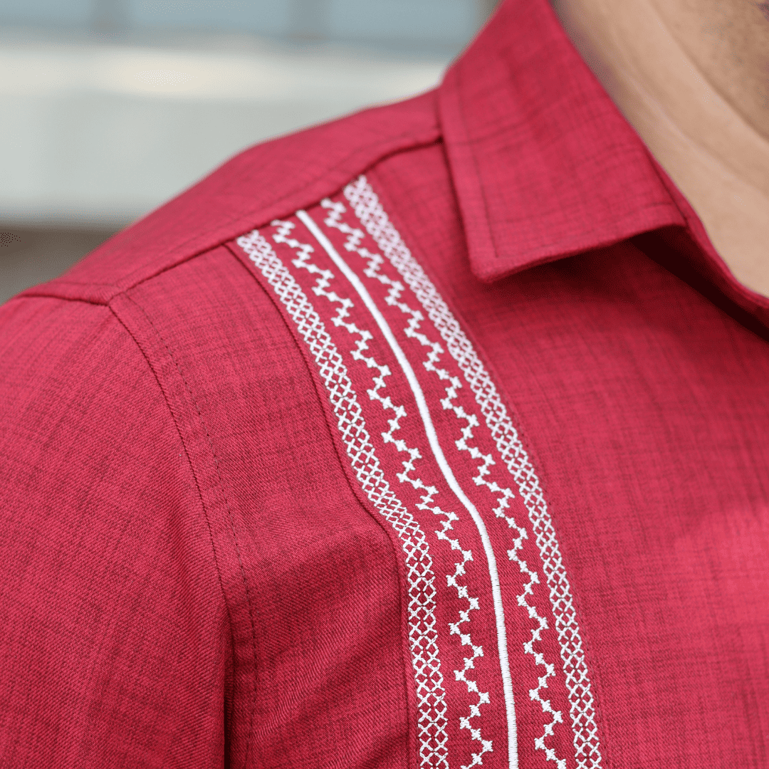 Red/Long Guayabera Shirt