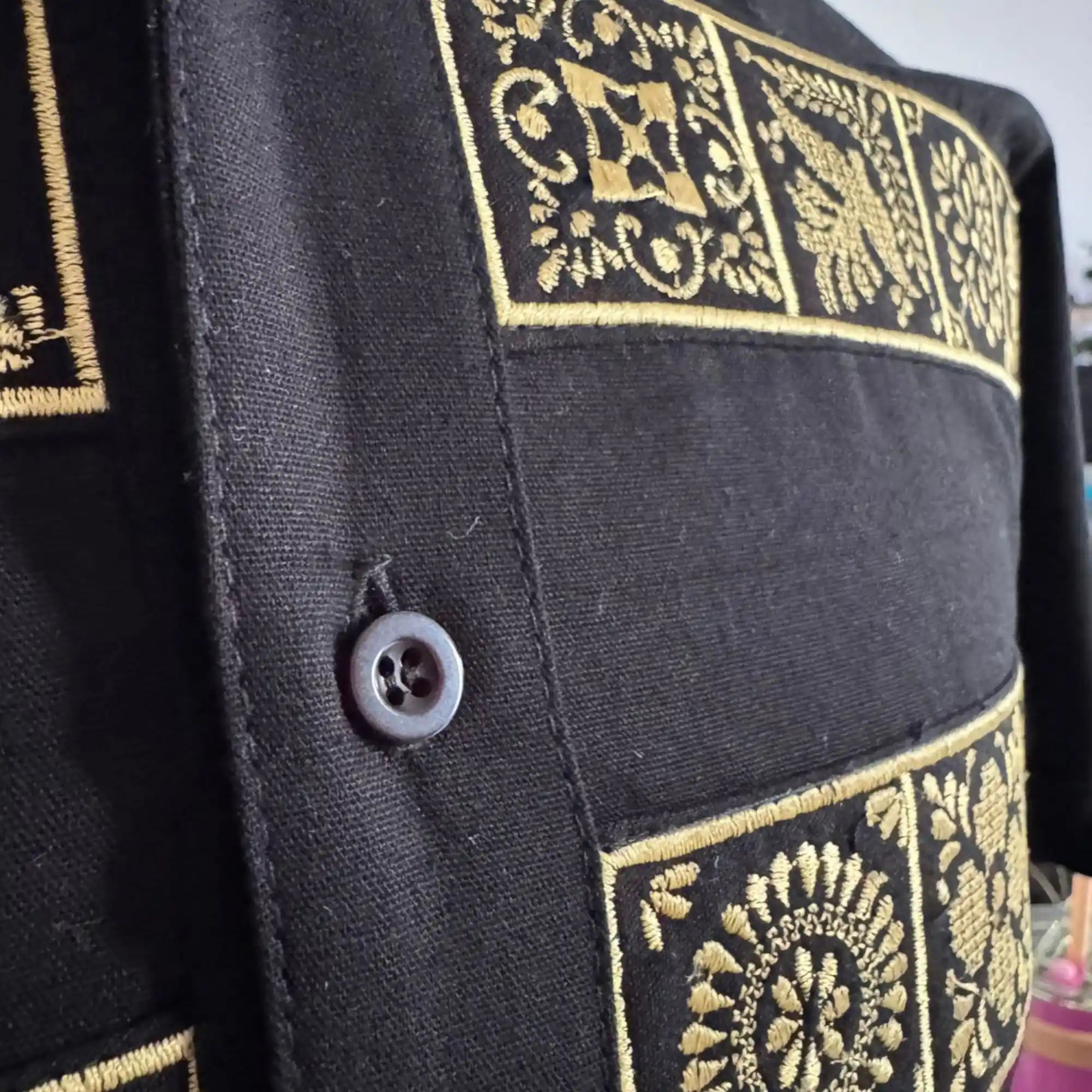 Short-Sleeve Guayabera Shirt, Talavera Mexican Style